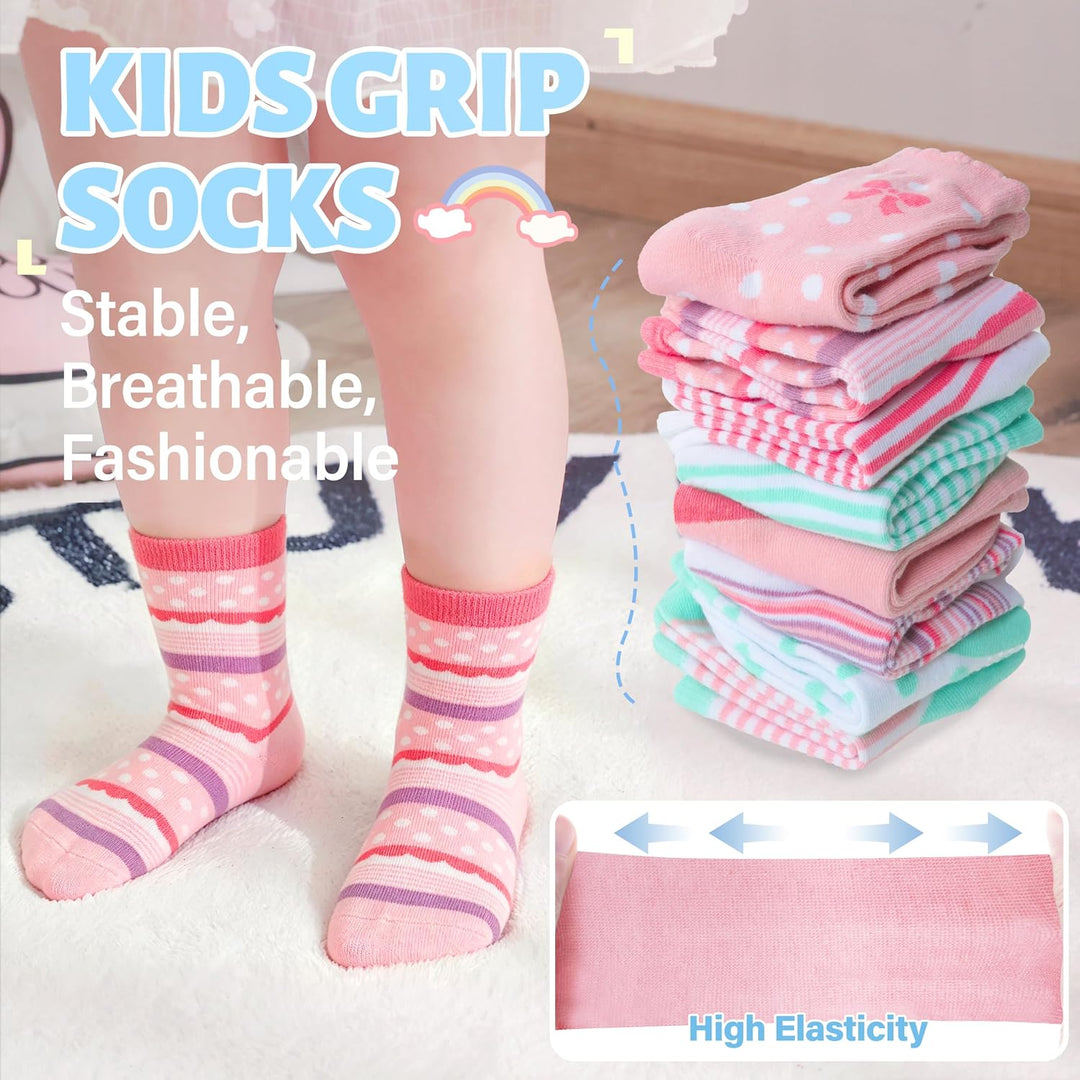 ANTSANG 12 Paare Stoppersocken Kinder Baby Mädchen Socken Anti Rutsch / Rutschfeste Socken Baumwolle