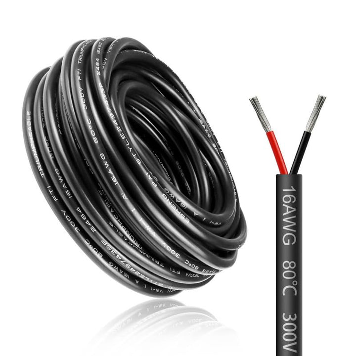 30 Meter 16AWG 2x1,5mm² Elektrischer Draht, 2 Adrig Kabel 5V/12V/24V Stromkabel Verzinntes Kupferkab