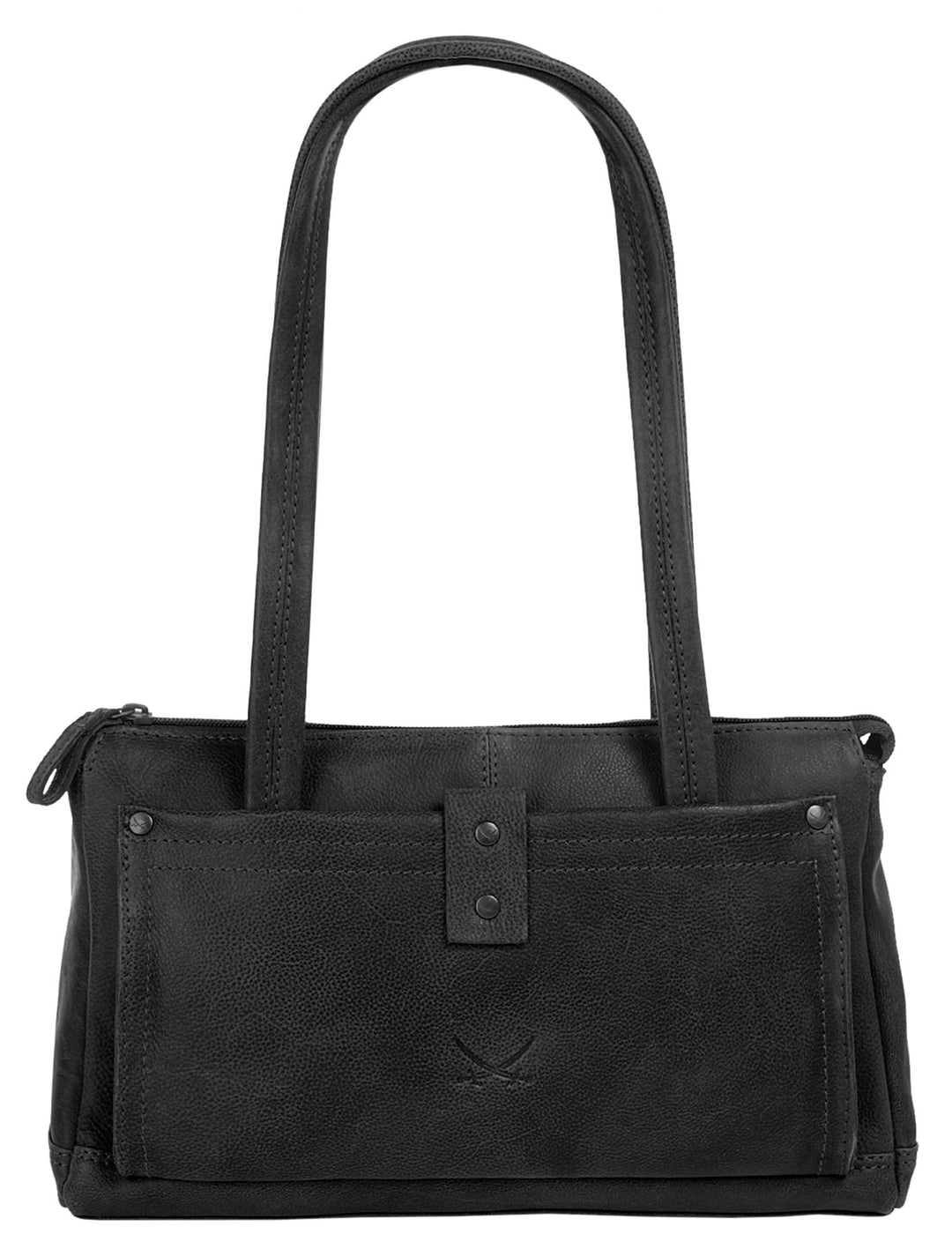 Sansibar Umhängetasche echt Leder Herren, Damen - 019708 Schwarz, Schwarz