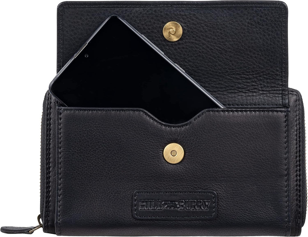 Hill Burry Echtleder Handy Portemonnaie Rinara I Geldbörse | Umhängetasche | Handy Wallet hochwertig