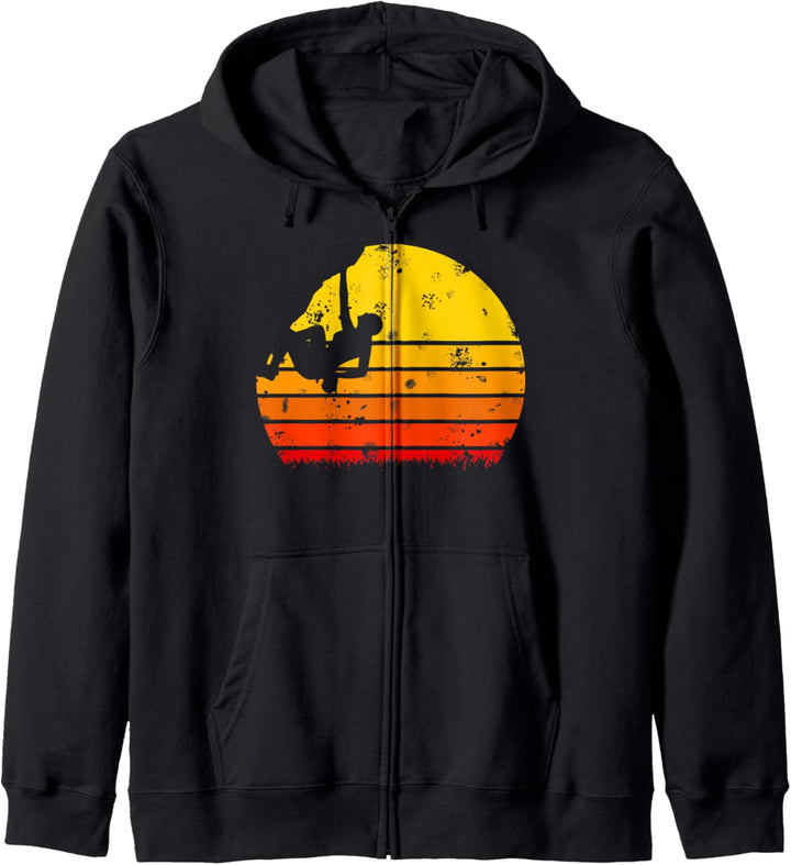 Vintage Klettern & Bouldern Retro Sonnenaufgang Kapuzenjacke