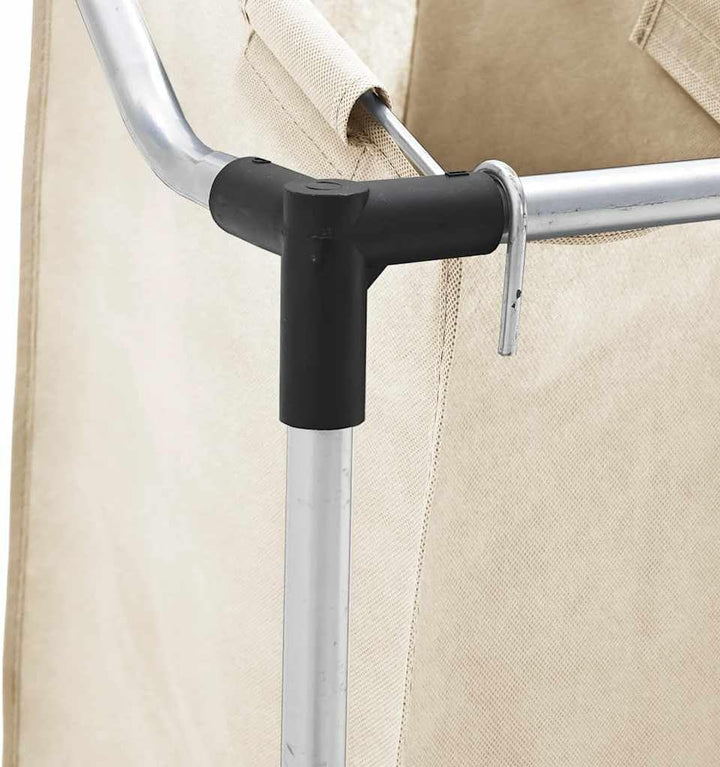 vidaXL Wäschekorb mit 3 Taschen Rollen Wäschesortierer Wäschesammler Wäschebox Wäschesack Wäschetruh