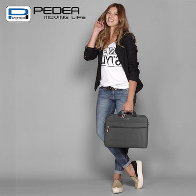 PEDEA Laptoptasche URBAN-HIP Notebook Umhängetasche mit Tablet Fach, grau 17,3 Zoll, 17,3 Zoll