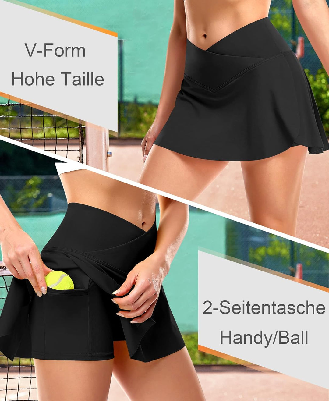 Plissierter Tennisrock Damen mit Unterhose Tennis Faltenrock Kurz Hosenrock Golf Sport Workout Runni