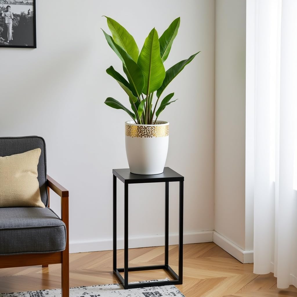 Pflanzenständer Ferro - 24x24x40cm - Farbe Schwarz - für Zimmerblumen - Metallregal - Dekorativer Ti