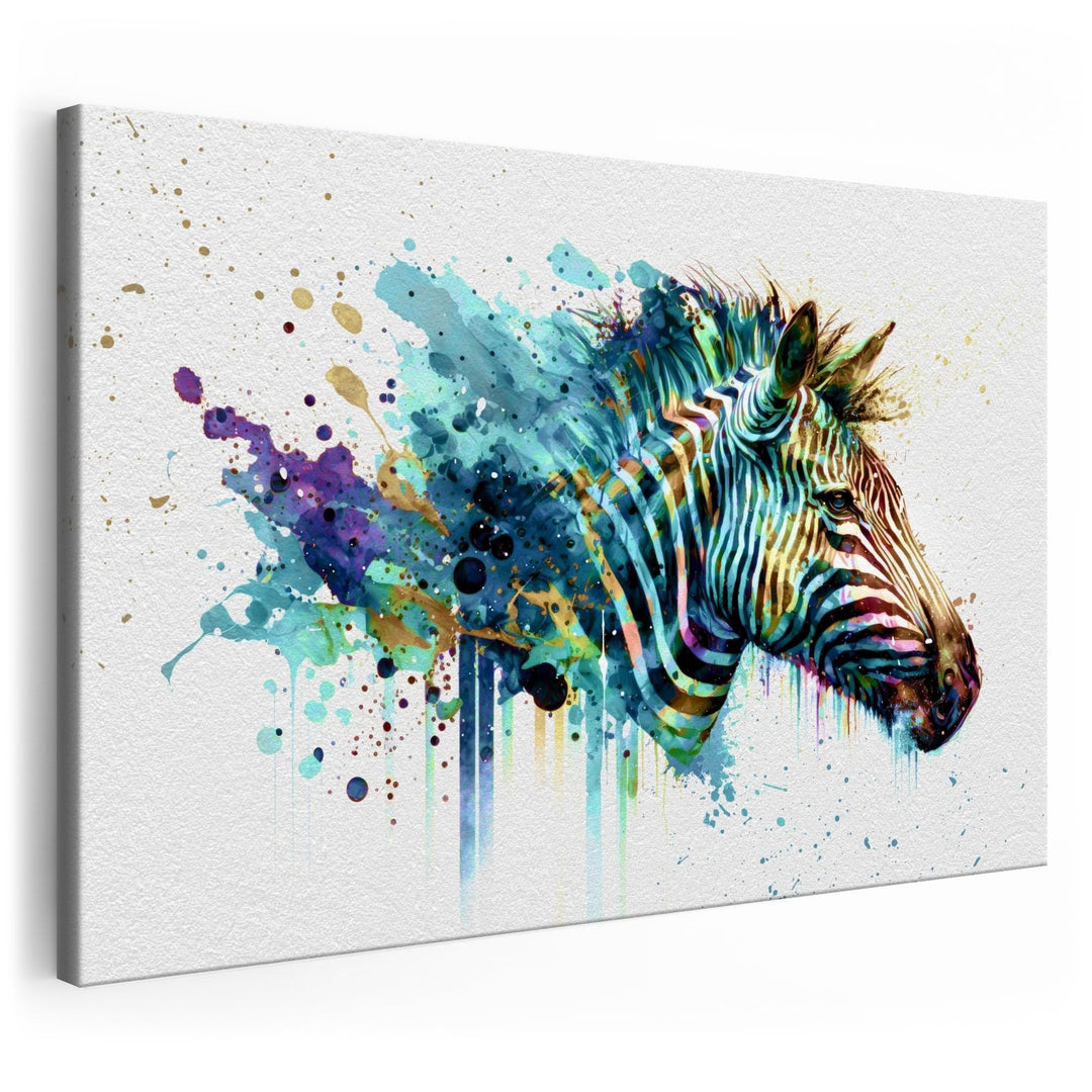 Zebra Bild Aquarell | Pop Art Bilder | Bild Zebra modern | Bild Leinwand XXL | Zebrabilder Modern |