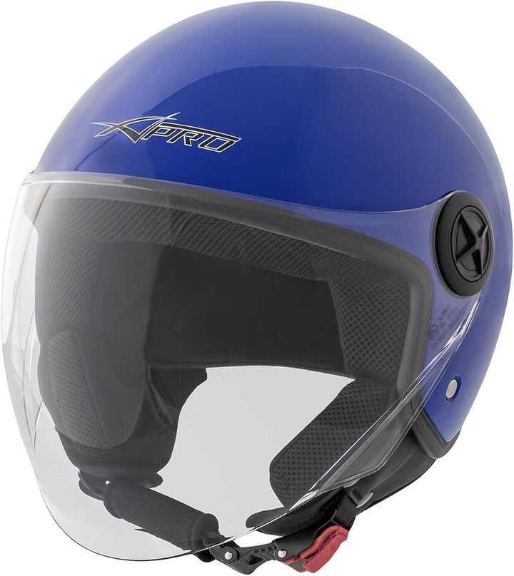 Motorradhelm Quad Roller Offenes JetHelm Viser ECE 22 06 Polierten Blau XL 60 cm (XL) Blau, 60 cm (X