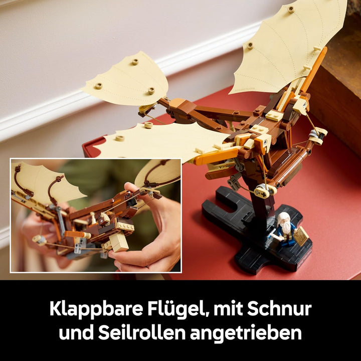 LEGO Icons Leonardo da Vincis Fluggerät mit schlagenden Flügeln - Inklusive Minifigur & Ständer - Ba