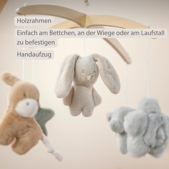 Nattou Loulou Holz-Baby-Musikmobile, Mobile Baby, Babygeschenk, Geschenk zur Geburt, 50 x 40 x 74 cm