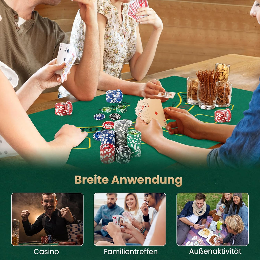 COSTWAY Pokerset mit 300 Laser-Chips, Pokerkoffer mit 2 Spielkarten, Dealer Button & 2 Schlüsseln, P