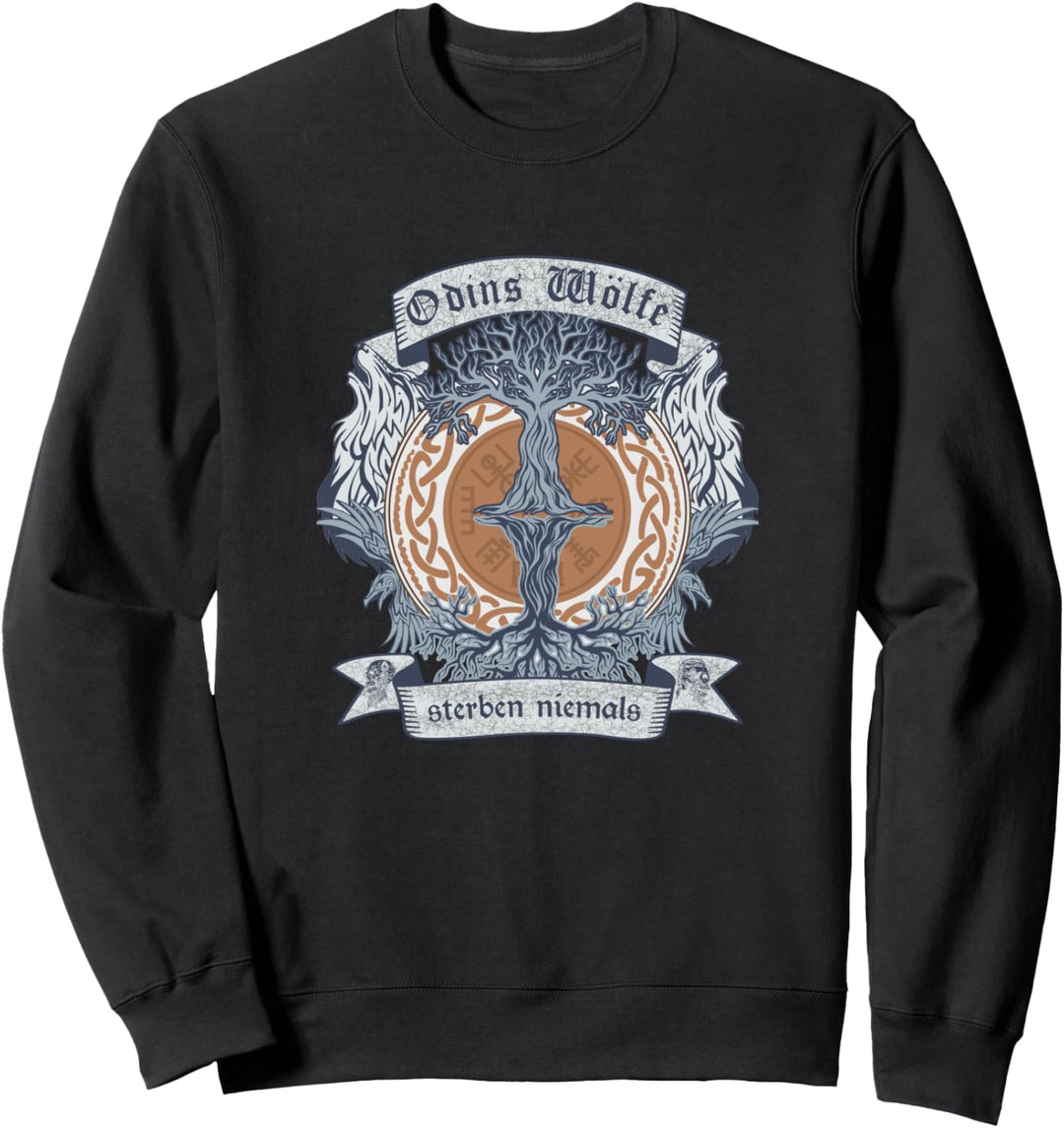 Odins Wölfe sterben niemals Wikinger Motiv Baum des Lebens Sweatshirt