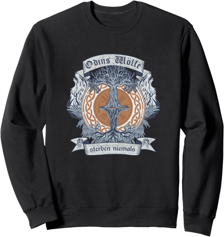 Odins Wölfe sterben niemals Wikinger Motiv Baum des Lebens Sweatshirt