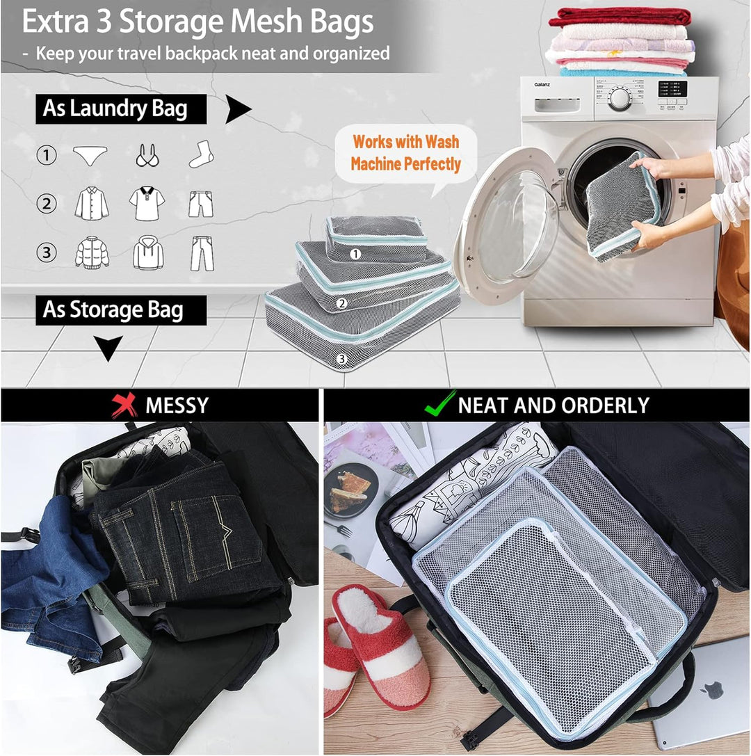 Lubardy 40L Laptop Rucksack Herren Wasserdicht 17.3 Zoll mit 3 Aufbewahrungstaschen Reiserucksack fü
