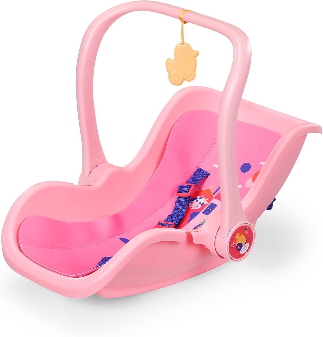 Baby Born Babyschale Pink, Puppen-Babyschale mit Tragegriff, Sicherheitsgurt und Anhänger