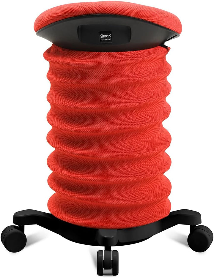 TOPSTAR Sitness 4D mit Rollen - AGR-Zertifiziert Dynamischer Sitzhocker schwarz - coralrot, ergonomi