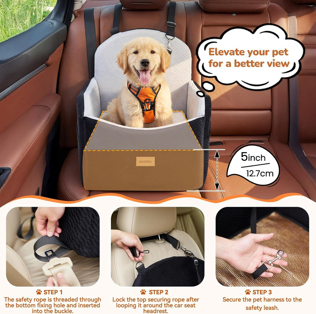Hunde Autositz für kleine & mittlere Hunde – Wasserfest & waschbarer Hundesitz Auto mit Sicherheitsg