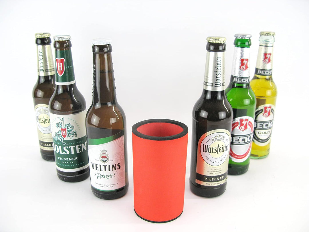 6X Rote Getränkekühler - Bierkühler - Flaschenkühler für Langen 0,33L Bierflaschen aus bestem 5-6mm
