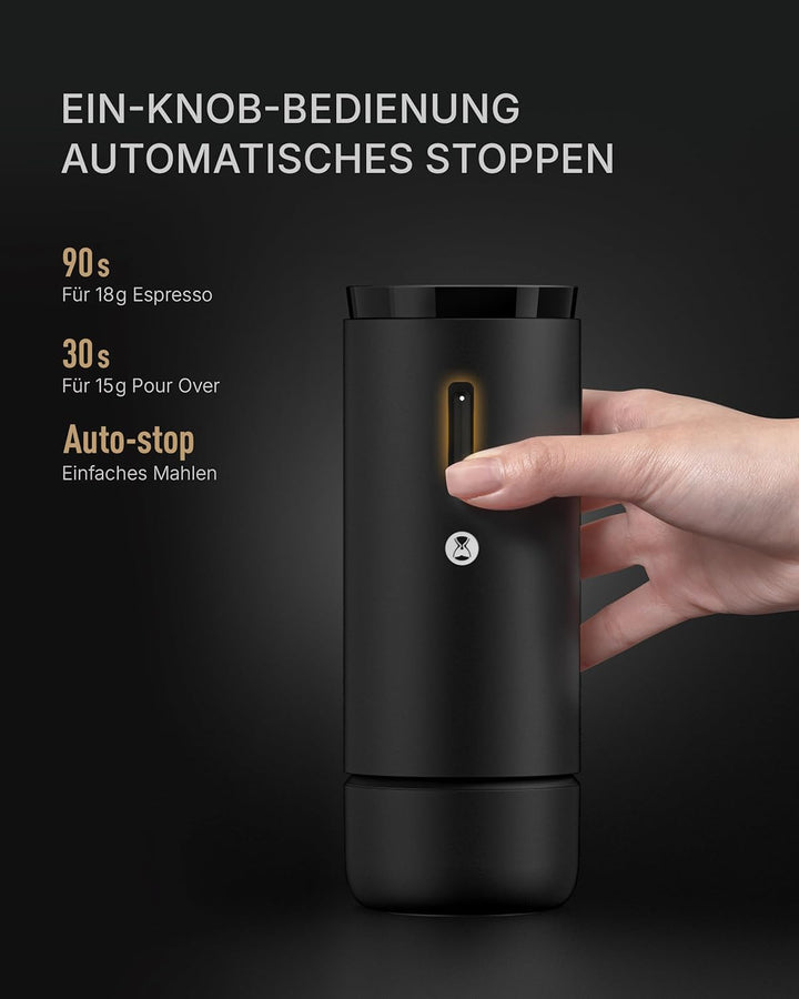 TIMEMORE Elektrische Kaffeemühle Whirly 01S, Tragbares Kegelmahlwerk mit 30 Mahlstufen Espresso/Pour