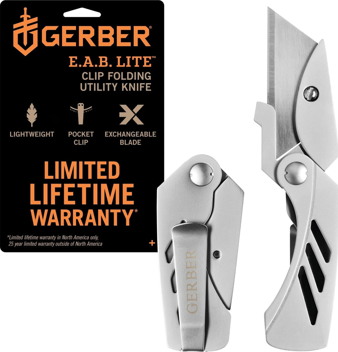 Gerber Cuttermesser, Klappbar, Klingenlänge: 5,7 cm, EAB Lite, Edelstahl, 31-000345 EAB Lite, 5,7 cm