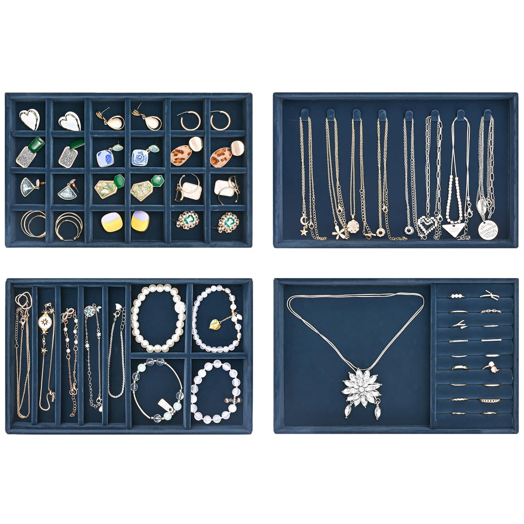 ProCase Schmucktablett Organizer Set mit 4 Schmuckschalen, Stapelbar Schmuck Schublade Organizer, Sc