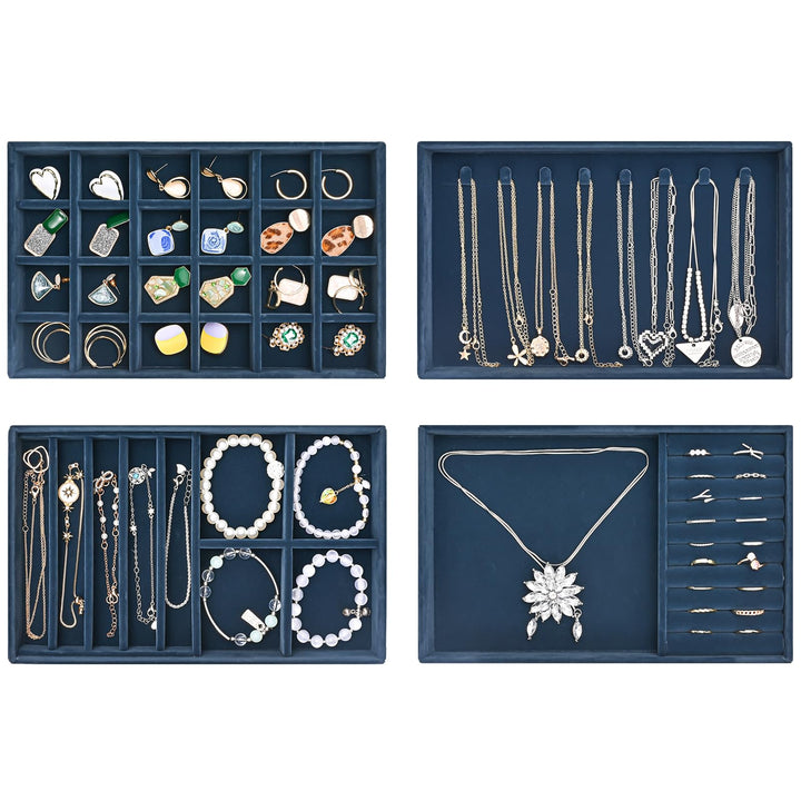 ProCase Schmucktablett Organizer Set mit 4 Schmuckschalen, Stapelbar Schmuck Schublade Organizer, Sc