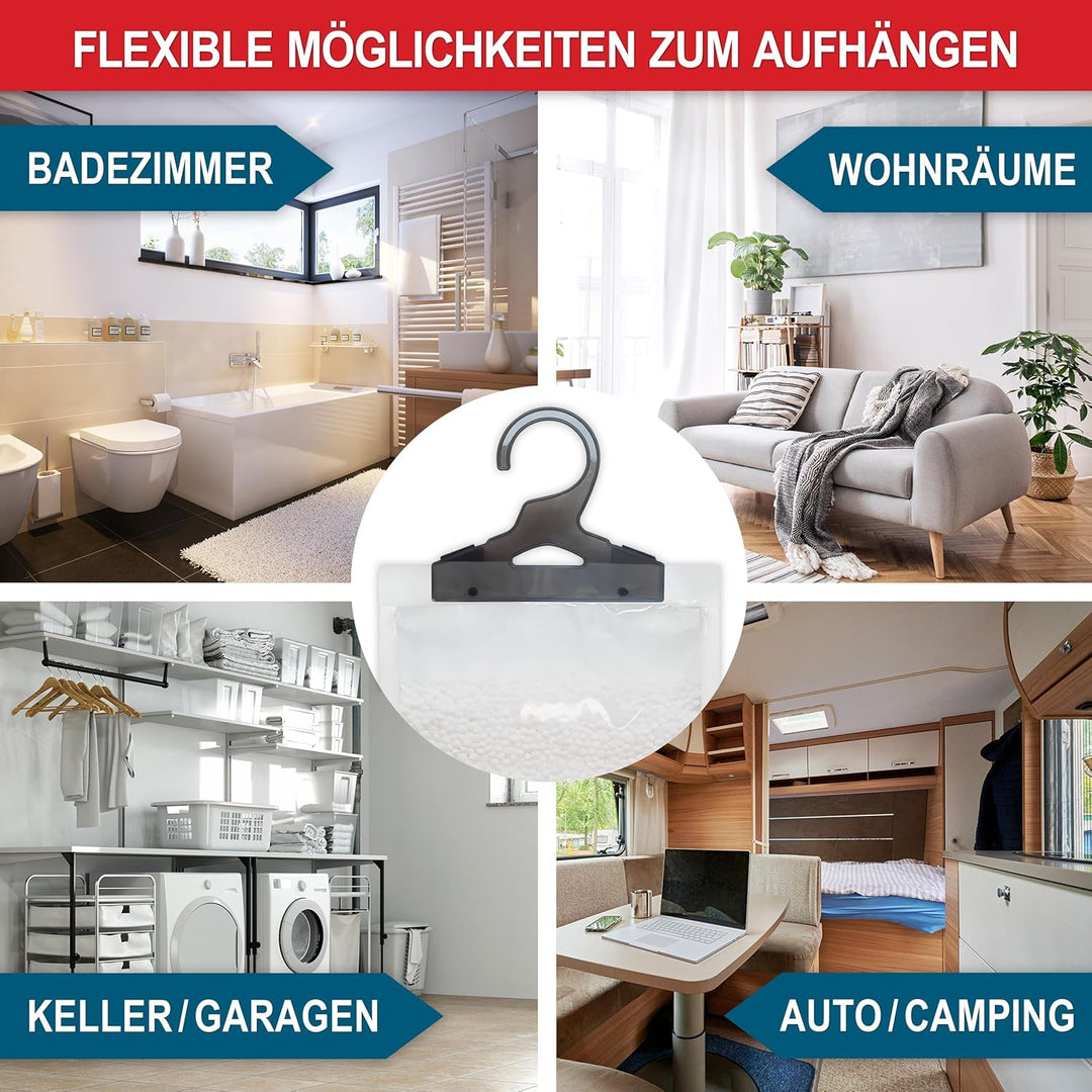 ONBEST XXL Luftentfeuchter Beutel 10x500 ml Beutel - Luftentfeuchter Set zum Aufhängen – Schrank Gra