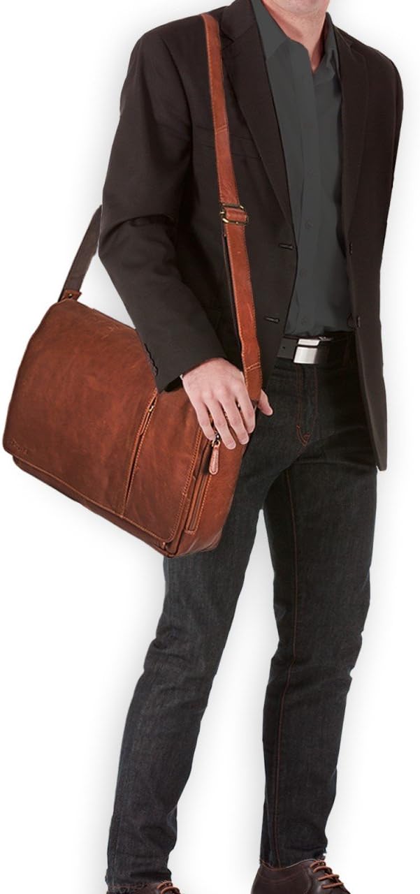 STILORD Vintage Umhängetasche Leder gross für Herren Damen 15.6 Zoll Laptoptasche Unitasche Bürotasc