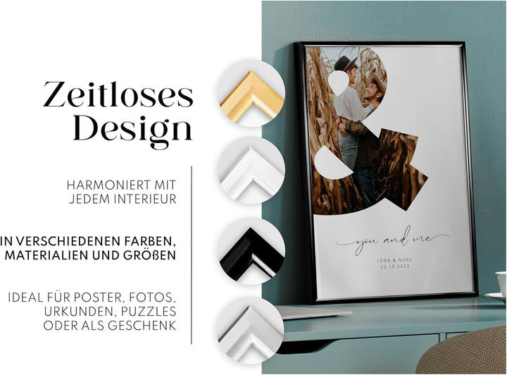 Artower® Bilderrahmen Schwarz Metall Dünner Rahmen für DIN A2 42 x 59,4 cm | Posterrahmen Gross Coll