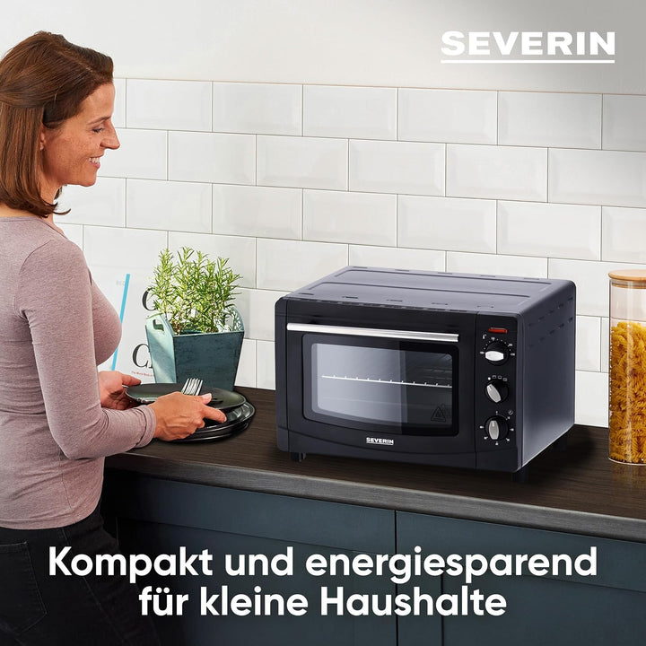 SEVERIN Back- und Toastofen, Mini Backofen mit Grillrost, Backblech und Krümelblech, vielseitiger Of