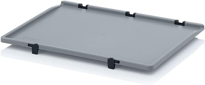 Eurobehälter + Scharnierdeckel ED 64/27 HG Auer, grau, 56l Kunststoffbox 60x40x28,5cm Handgriffe ges