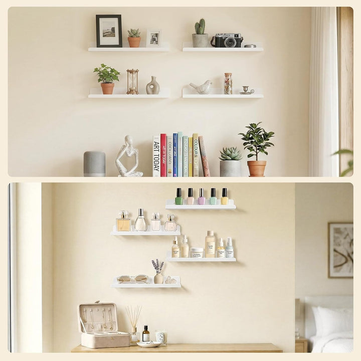 Lifewit Hängeregale für die Wand, 4er Pack Weisses 38CM Raumdeko für Bücherregal/Schallplatten Präse