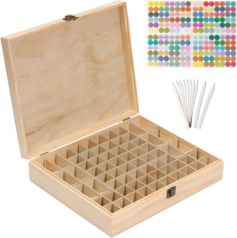 RoseFlower Holz Ätherisches Öl Organisator Behälter Duftöle Display Ständer, 68 Löcher Aufbewahrungs