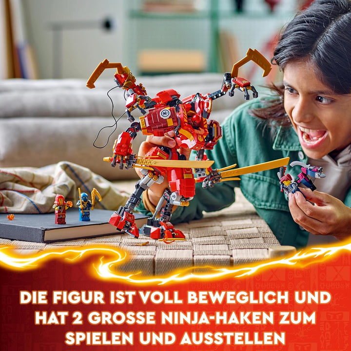 Lego NINJAGO Kais Ninja-Kletter-Mech Set, Ninja-Spielzeug mit baubarer Actionfigur und 4 Mini-Figure
