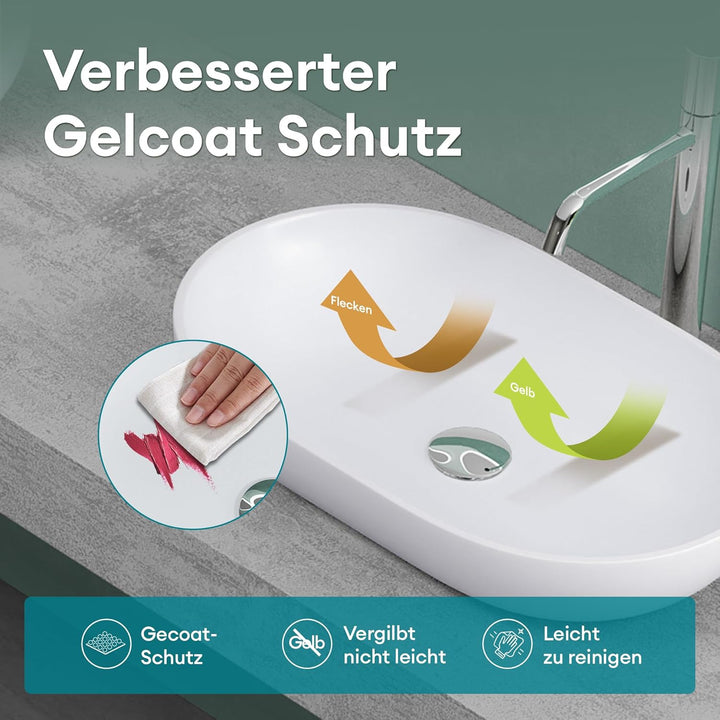 Mai & Mai Aufsatzwaschbecken Col808 in Weiss Matt Waschschale Waschbecken aus Gussmarmor, Weiss Matt