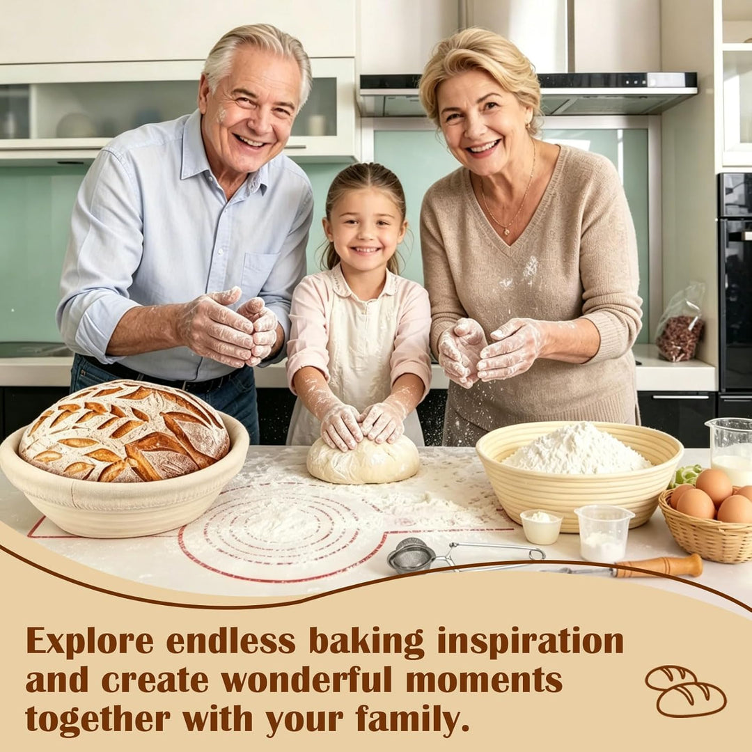 Brot Gärkorb Set SILIKON Sauerteig Gärkörbchen Brot Backen Starter Set Brot Zubehör Kit Brotbackkorb
