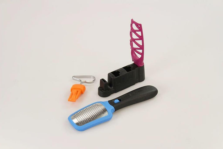 Tupperware Klick-Trio Griff + 3 Aufsätze: Rührbesen, Reibe, Entkerner aus Kunststoff - Küchenzubehör