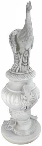 Design Toscano Gartenfigur Staverden Castle, Pfau auf einer Vase, 29x39.5x86.5 cm