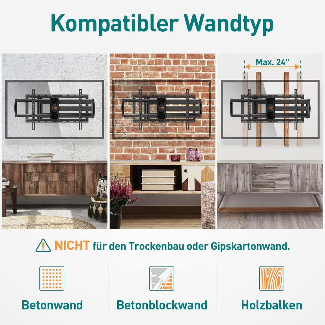 ELIVED TV Wandhalterung mit 1027mm Extra Langer Arm für die meisten 42-90 Zoll Fernseher bis 68KG, S