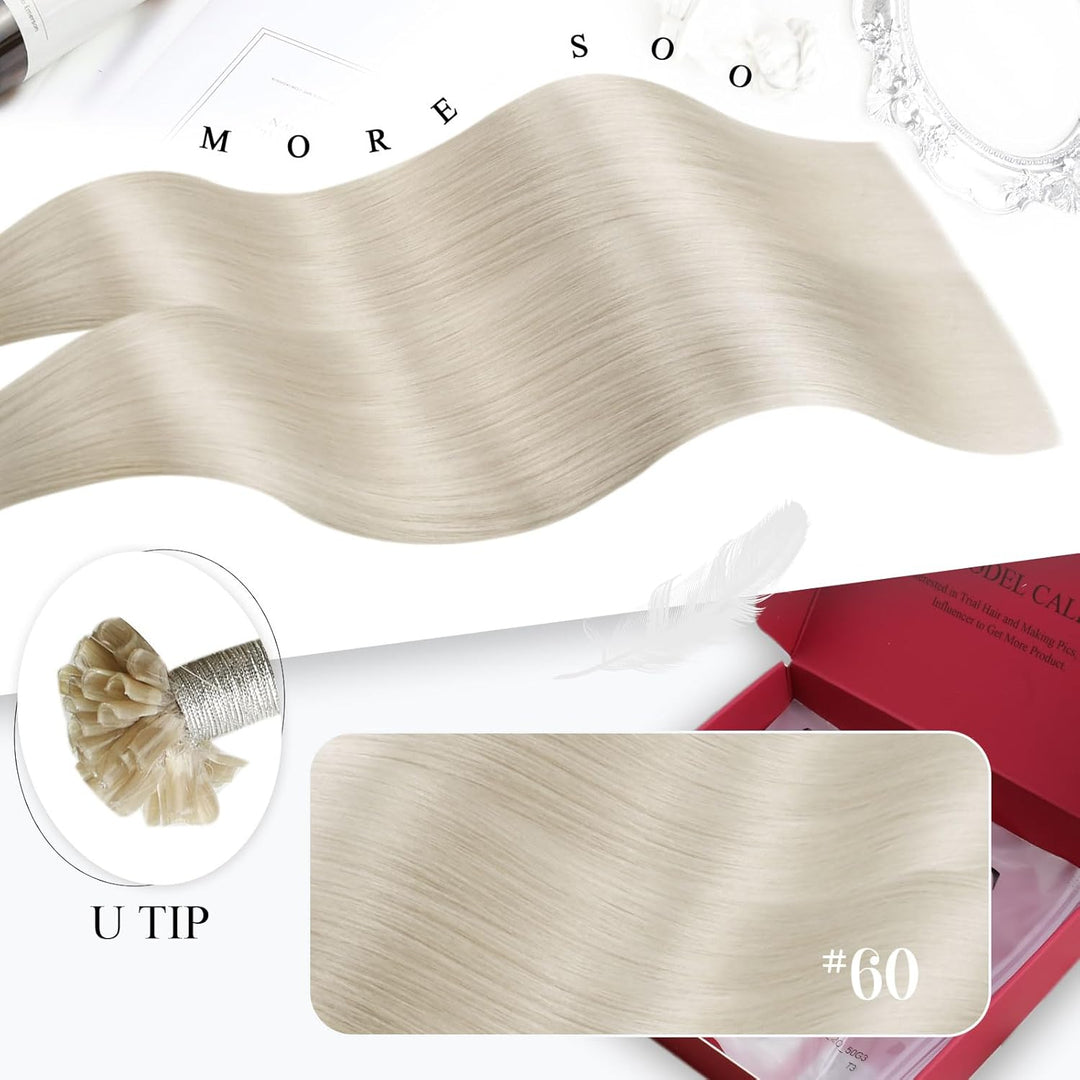 Moresoo Bonding Extensions Echthaar Blond 35cm U Tip Extensions Echthaar Bondings Platinblond Für Tä
