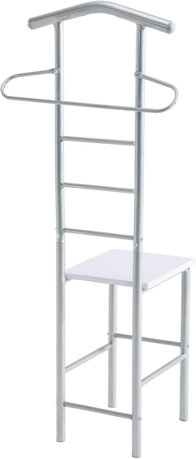 CARO-Möbel Herrendiener Stummer Diener Kleiderständer JIVO, in weiss alufarben,121 cm, Garderobe mit
