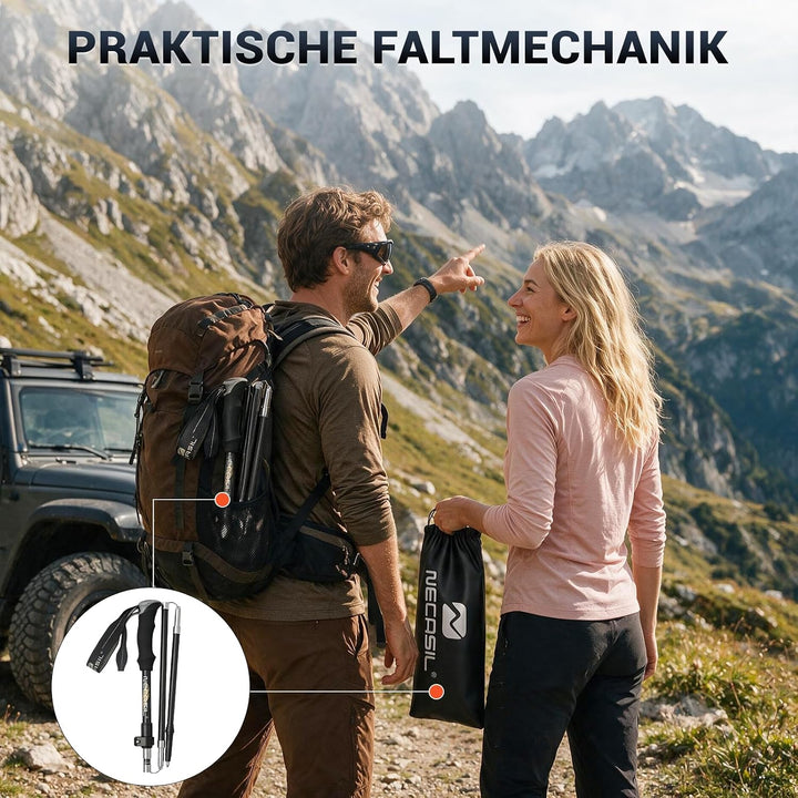 Premium Carbon Wanderstöcke Ultraleicht, Verstellbare Trekkingstöcke 107-125cm mit Korkgriff &amp; Eva-V
