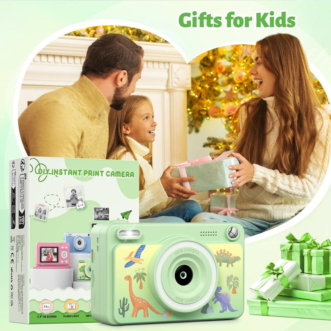 GREENKINDER Sofortbildkamera Kinder, 2.4 Zoll Bildschirm Kinderkamera Sofortbildkamera mit 32GB Kart
