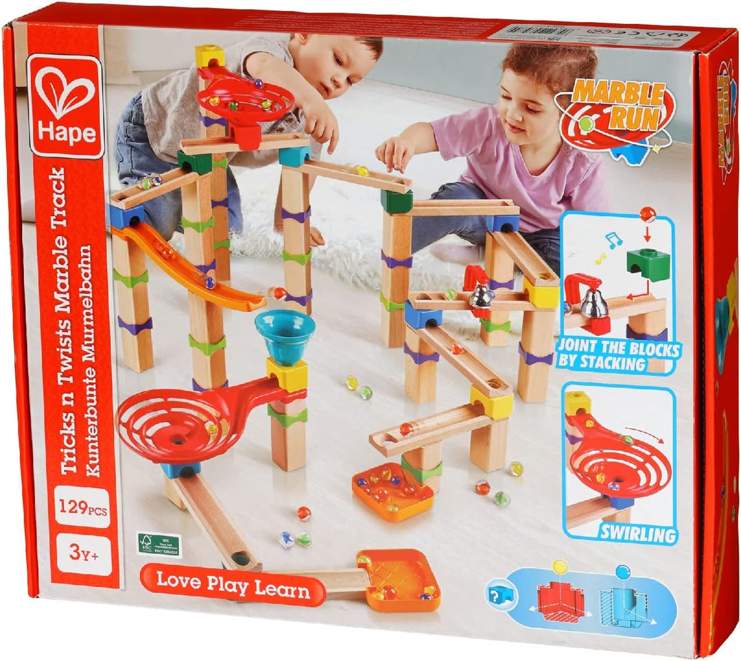 Hape Murmelbahn, Konstruktionsspielzeug aus FSC Holz, Kugelbahn ab 3 Jahren, E1100 Single, Single
