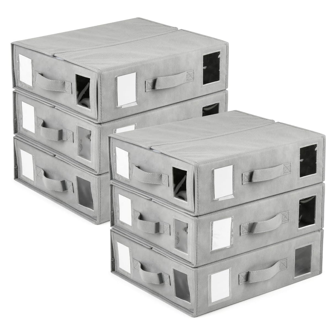 6 Stück Aufbewahrung Bettwäsche Organizer, Grau Bettwäsche Organizer Box Unterbett Organizer, Faltba