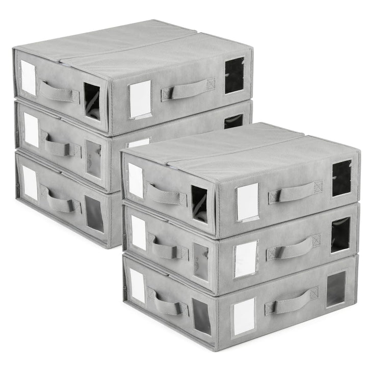6 Stück Aufbewahrung Bettwäsche Organizer, Grau Bettwäsche Organizer Box Unterbett Organizer, Faltba