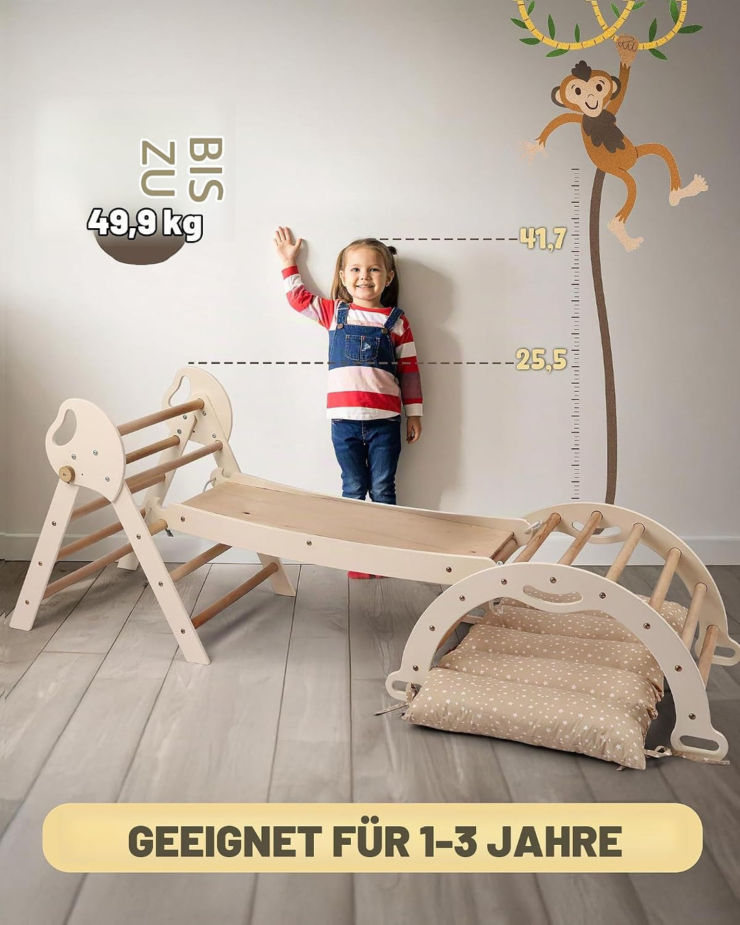Goodevas Montessori Kletterdreieck Set Ivory 5-in-1 Art set, Ivory 5-in-1 Art set