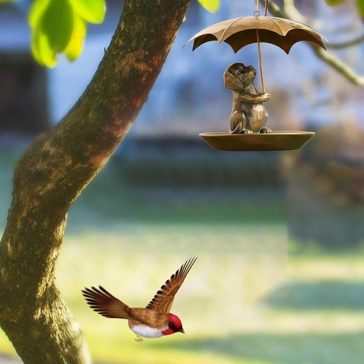 Eichhörnchen Mit Regenschirm Vogelfutterstelle - Metallische Süsse Vögel Futterhalterung Mit Schirm