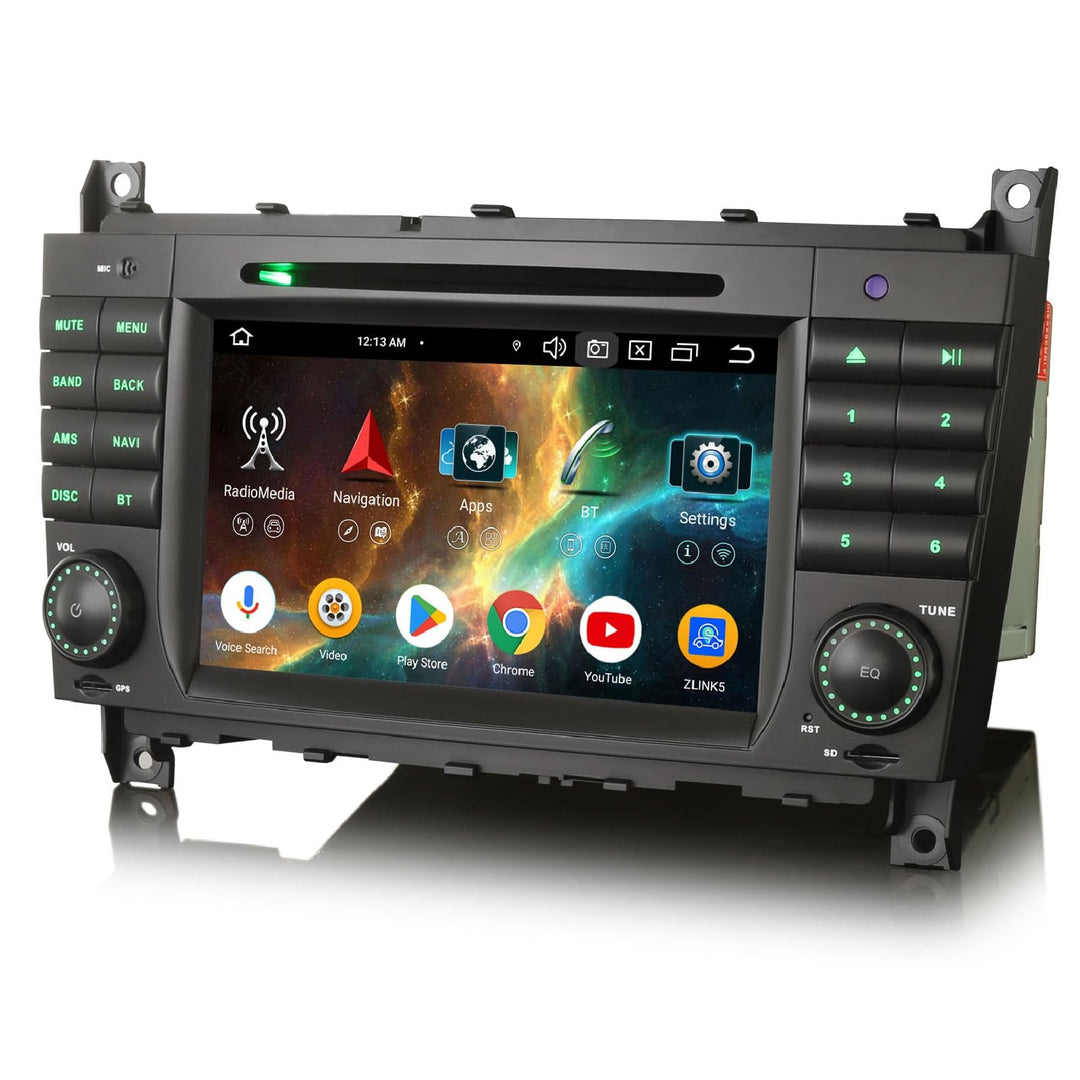 Erisin Acht Kern Android 14 Autoradio DVD 4GB+64GB GPS Navigation Für Mercedes Benz C/CLC/G-Klasse W