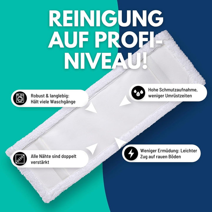 SONTY Profi Wischmopp Bezug 40 cm Mikrofaser – 5 Stück Wischbezug für Klapphalter | Wischmop für all