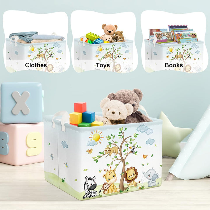 Clastyle 36L Gross Dschungel Tier Aufbewahrungskorb Kinder Weiss Spielzeug Kleidung Aufbewahrungsbox